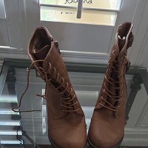 Brown Lace-Up Ankle Boots